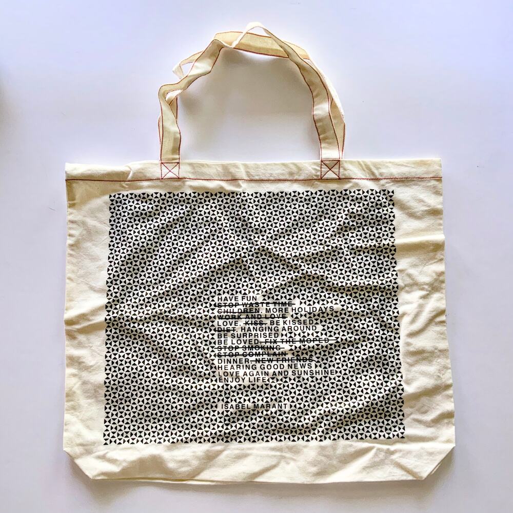 Isabel Marant Graphic Tote Bag in White Canvas